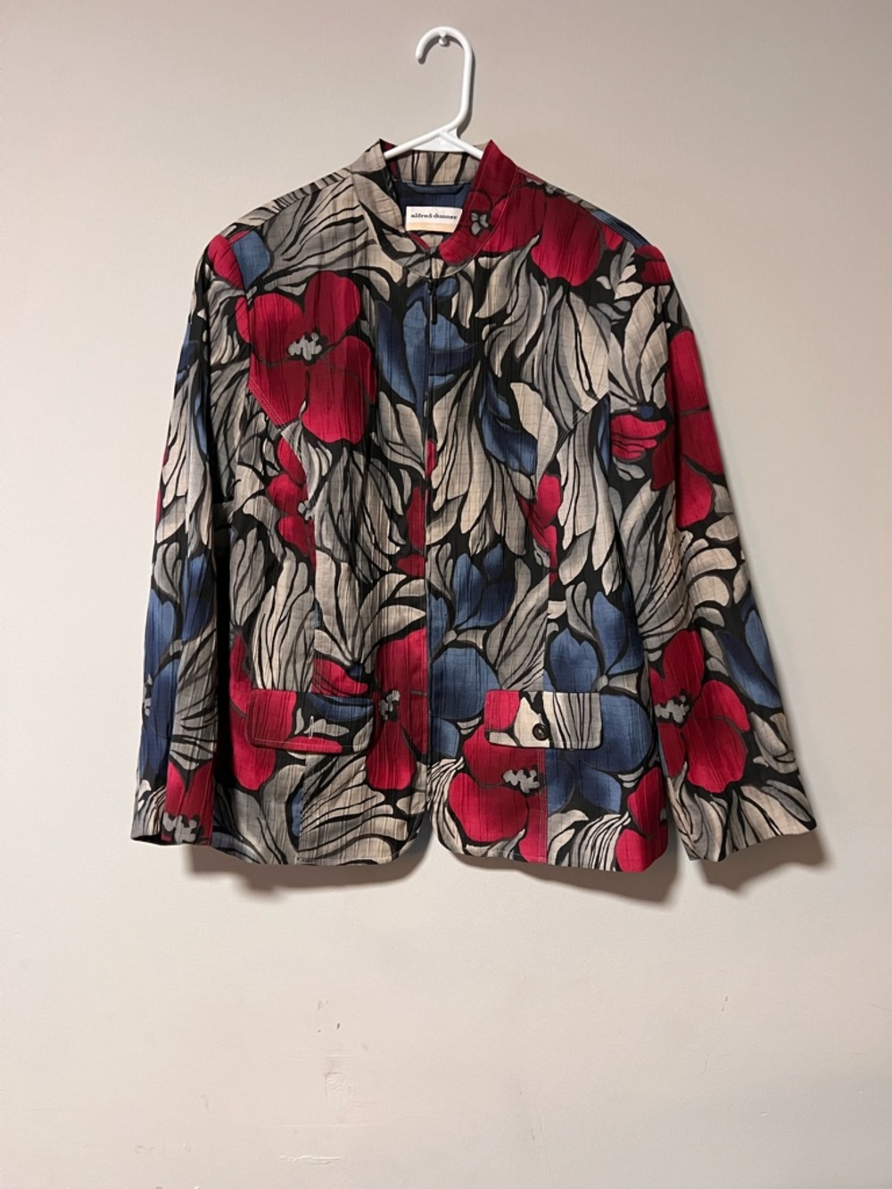 Alfred Dunner Woman Size 18W Mulberry Street Floral Print Zip Quilted Jacket.